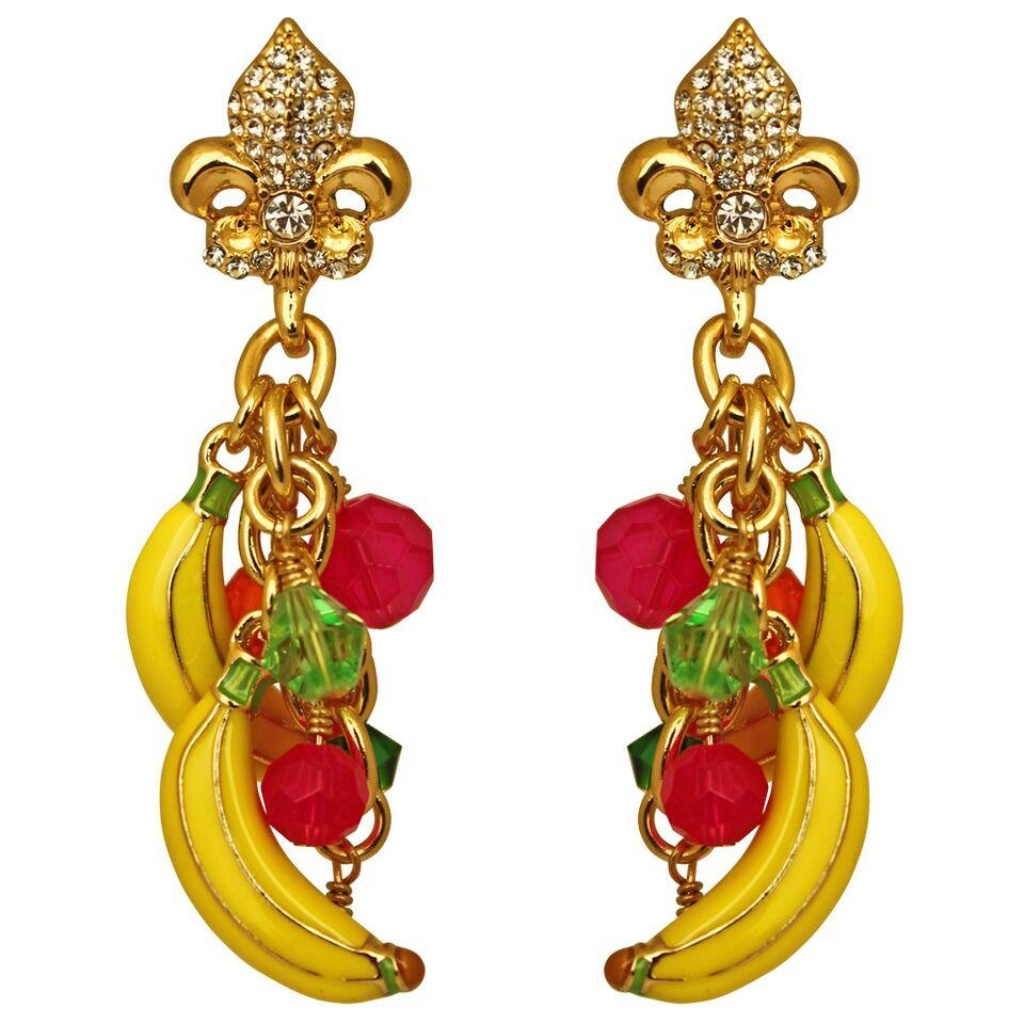 Ritzy Couture Gone Bananas Bunch Bead Charm Earrings (Goldtone) - Multicolor